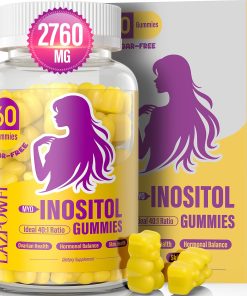 Lazpowfi Myo-Inositol & D-Chiro Inositol Gummies – 40:1 Ratio Women’s Hormonal Balance Supplement with Vitamin D3, Magnesium Glycinate, Omega-3, Folate & Zinc | Sugar-Free Pineapple Flavor | 30-Day Supply