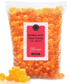 Butterscotch Hard Candy – 6 Pounds Bulk Pack (450 Pieces) | Individually Wrapped Yellow Butter Scotch Candies by Blunon | Smooth, Creamy & Nostalgic Sweet Treats for Parties, Holidays & Office